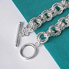 High Quality 925 Silver Plated Jewelry Pretty Nice Fashion Popular Bracelets Wedding Party Circle Factory Price - Silver - View 5