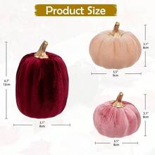Calabazas de espuma artificial, decoracin de otoo, 3 unidades, calabazas doradas de espuma de tela sinttica, decoracin para mesa de cosecha de otoo, granja, Halloween, Accin de Gracias - Borgoña, rosa y crema blanca - Ver 6