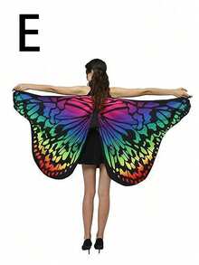购买一件产品：一款仙女披肩，饰有蝴蝶翅膀，双面印花紫色蝴蝶翅膀图案。这款蝴蝶披肩适合女孩和女士，也适合圣诞节和其他节日装扮。 - 彩色 - 查看 18