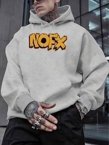 Sudadera con capucha para hombre de NOFX - Sudadera holgada, tela suave, prenda superior de estilo urbano, adecuada para otoño e invierno, regalo de moda para hombres - Ropa casual de uso diario, sudadera con capucha, ropa de otoño e invierno, estampado de letras grandes, ajuste cómodo, holgado - Negro - Ver 11