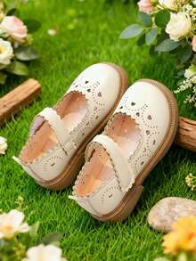 Kinder Mary Jane Ballerinas Mädchen Hohldesign Weiche Sohle Lässig Kleider Schuhe - Beige - Übersicht 2