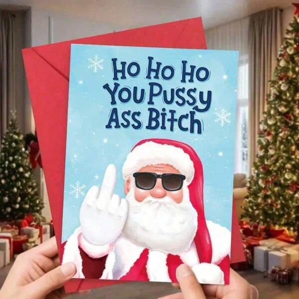 1pc, Santa Claus - Holiday Card For Best Friend - Inappropriate Christmas Card For Him Or Her - Funny Christmas Card For Men Or Women, Sleazy Greetings Rude Christmas Card For Adults