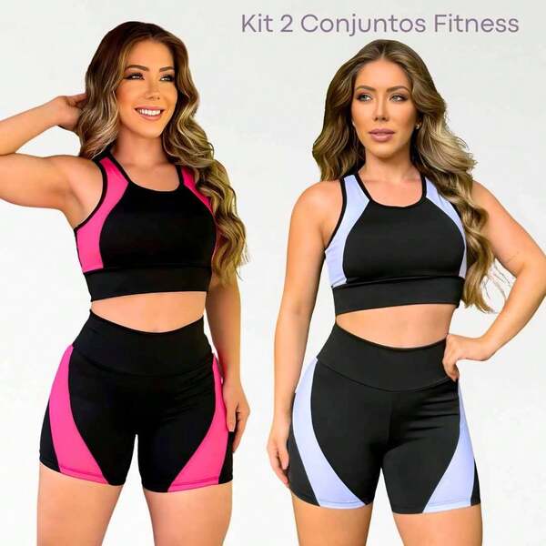 Kit 2 Conjunto para Academia Fitness Top Short Suplex Cores Sortidas