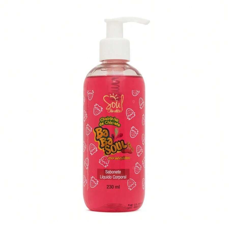 Sabonete Líquido Corporal Cheirinho de Chiclete Babasoul Soul Cosméticos 230ml - Moranguinho - Visão 1