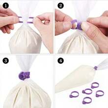 Pcs Pastry Bag Ties Reusable Icing Bag Ties Silicone Decoration Bag Clips Cake Piping Bag Ties for Cupcakes  and Pastry(15 Pieces Light Purple15 Pieces Blue15 Pieces Red15 Pieces Green)(60 4 tipos de colores) - Tipo 1 - Ver 3