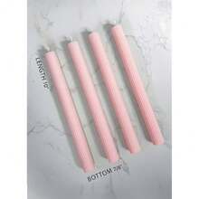 10inch Candle Sticks, Ribbed Taper Candles, Blush Pink, 4-Pack, Unscented{Inchsize_nameinch:InchRibbedinch,Inchcolor_nameinch:InchBlushPinkinch} - BlushPink - View 3