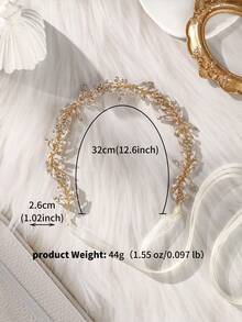 1 peça de tiara para cabelo de noiva com cristais, pérolas artificiais e flores. Acessório perfeito para casamento, festa e eventos noturnos. Ideal para damas de honra e floristas. Acessórios para o Dia dos Namorados. - Ouro - Ver 8