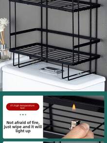 Platzsparendes Badezimmer-Regal über der Toilette - Aufbewahrungsregal aus Kohlenstoffstahl, ohne Bohren zu installieren, Shampoo- und Duschgel-Organizer, modernes schwarzes Design, ideal für kompakte Badezimmerorganisation, Badezimmeraufbewahrung und Regale