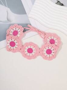 1件手工钩编花朵发箍，红/米/粉三色可选，毛线编织甜美风格发饰，适合女孩日常穿搭，柔软舒适，时尚百搭。 - 彩色 - 查看 13