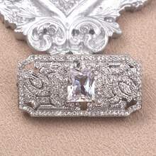 New Light Luxury Hollow Square Brooch High End Niche Corsage Anti Slip Pin Dress Party Wedding Accessories Gift - 銀色 - 查看 3