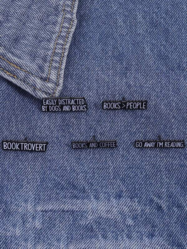5pcs BOOKTRONT Quotes Enamel Needle Creative And Interesting Quotes Brooch Collar Badge Jewelry For Friends Who Love Reading