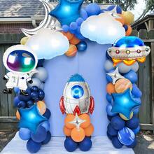 14件套太空梦幻气球套装，包含火箭气球、宇航员气球、渐变云朵气球、月亮气球、飞碟气球、四边形星形气球、太空铝箔气球，适用于太空主题派对、生日派对、太空梦幻主题派对装饰、外太空星系主题生日派对、宇航员主题生日派对。 - 彩色 - 查看 3