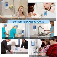 1/2个装壁挂式皂液器 - 白色 | 手动厨房/浴室防漏喷嘴容器，适用于液体/凝胶/洗发水/沐浴露/洗面奶，浴室皂液器，酒店浴室配件，现代浴室用品，厨房配件，厨房工具 - 白色 - 查看 11