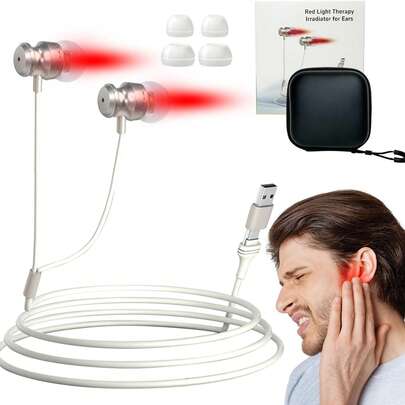 Red Light Therapy Device For Ears Tinnitus Relief, 650NM Red Light Ear Therapy Device For Ear Ringing Pressure Relief,USB & Type C,Ear Canal Health Personal Daily Home Care Device