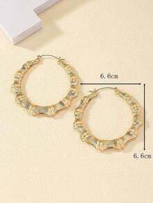 1pair Fashionable Bamboo Joint Hollow Out Earrings - 黃金 - 查看 6