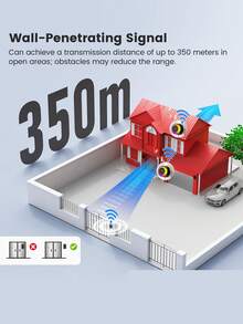 三合一无线门铃报警器，350米远距离迎宾门铃，警报门铃，62首铃声，6种闪烁模式，适用于室内/室外/卧室/客厅/庭院/车库 - 查看 7