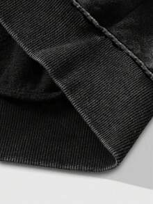 Men's Washed Drop Shoulder Zip-Up Casual Hoodie, Autumn - Black - View 6