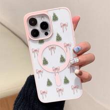 Funda de una pieza con diseño de lazo de árbol. Diseño sencillo y elegante. Diseño magnético. Compatible con phone 11, 12, 13, 14, 15, 16, 17, Pro/Plus/Pro y S22, 223, 824, S25 Ultra/FE. Admite carga inalámbrica. Ideal para regalar a amigos, también se puede usar en ocasiones especiales como Año Nuevo, San Valentín, etc. - Rosa - Ver 1