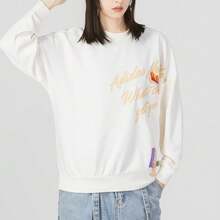 Adidas Women's New Round Neck Casual Sports Pullover - White - View 2