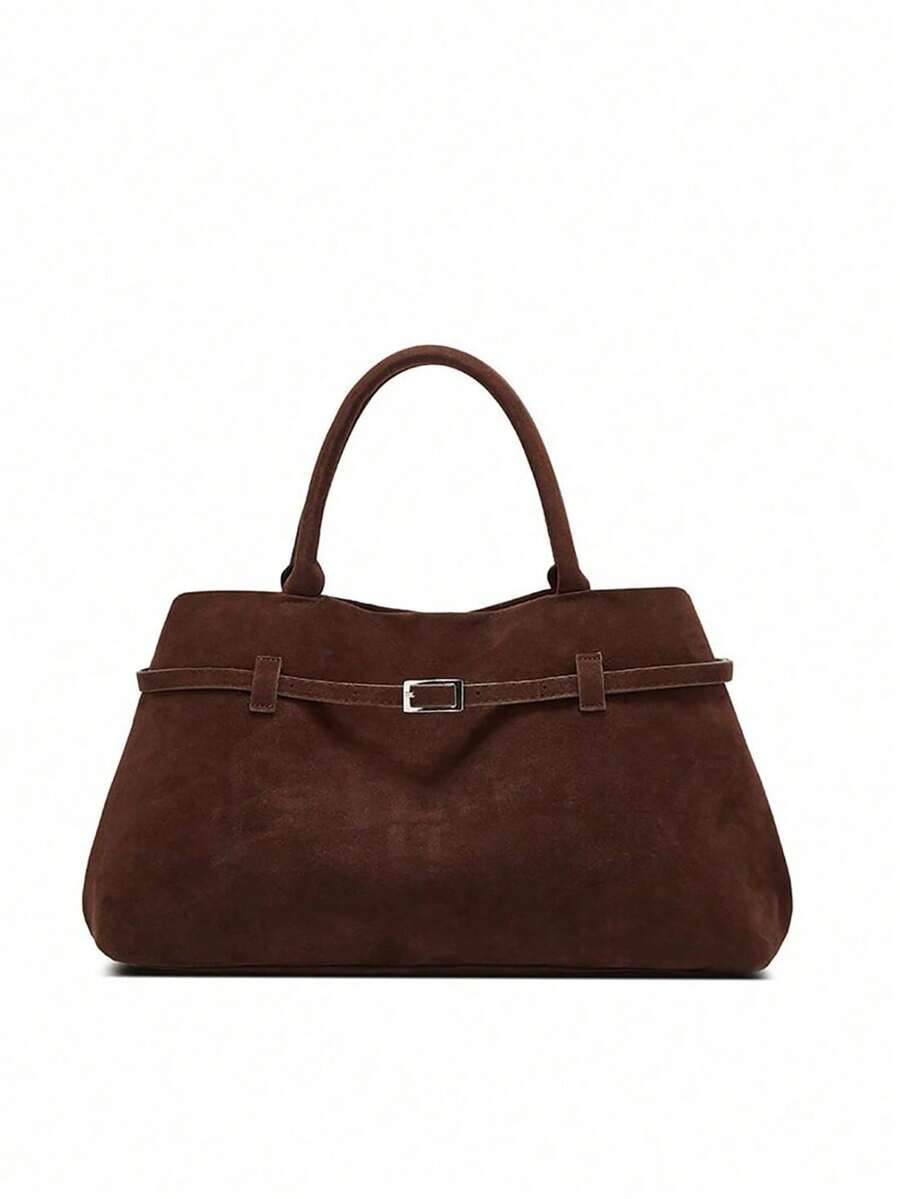 Retro Style Minimalist High-End Multifunctional Large Capacity Tote Bag - Maroon - View 1