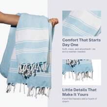 Cotton Turkish Beach Towel Towels Oversized 36"X72" Pool Absorbent Extra Large Quick Dry Sand Travel Towel (Aqua Blue, 4 Pack),26725256 - 藍色 - 查看 5