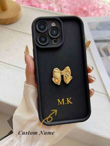 1 szt. Spersonalizowane etui na telefon z metalową kokardką, matowe, w pełni kryjące, odporne na wstrząsy, w cukierkowym kolorze, z możliwością personalizacji liter i imion, etui na telefon w jednolitym kolorze retro dla pary, kompatybilne z Apple 17 16 15 14 Pro Max 13 12 11 Plus, prezent na walentynki, dobry prezent urodzinowy, prezent świąteczny, prezent dla niej, prezent spersonalizowany, Etsy/produkt spersonalizowany, spersonalizowany prezent dla niej, prezent rocznicowy, prezent ślubny, spersonalizowany prezent dla mamy (tłoczenie folią)