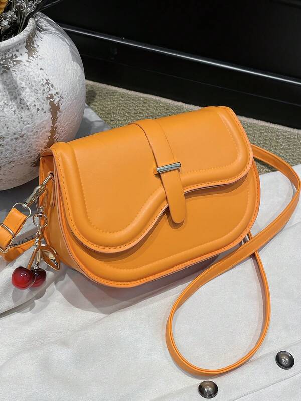 Bolso bandolera de media luna decorado con colgante de cereza, adecuado para compras, billetera, jóvenes, estudiantes universitarios, recién casados y trabajadores de oficina. Ideal para oficina, universidad, trabajo, negocios, transporte, actividades al aire libre, viajes y picnics