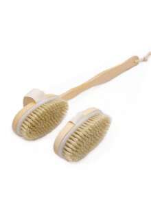 1支柔软天然鬃毛沐浴刷 - 木柄，适用于干湿两用去角质和SPA按摩 - 彩色 - 查看 16