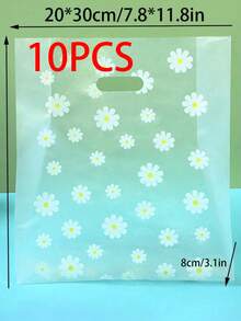 100 peças/50 peças/10 peças Sacolas de Festa com Estampa de Floco de Neve, Sacolas de Embalagem Margarida, Adequadas para Natal, Aniversário, Casamento ou Qualquer Ocasião Especial - Design Transparente Reutilizável, Aplicável para Sacolas de Presente, Suprimentos de Embalagem de Presente de Natal ou Marmitas, Sacolas de Embalagem de Alimentos - Salada de Frutas - Embalagem para Levar Bolo - Embalagem de Presente - Sacolas de Compras
