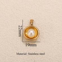 1件套不锈钢18K镀金极简风饰品板、别针、椭圆贝壳、仿珍珠吊坠DIY首饰项链耳环制作套装，适合日常佩戴，不锈钢吊坠 - 吊墜14 - 查看 15