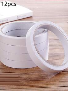 12卷双面胶带家用强力自粘贴纸适用于DIY气球装饰配件白色强力纸白色透明双面胶带适用于办公室学习礼物返校 - 彩色 - 查看 11