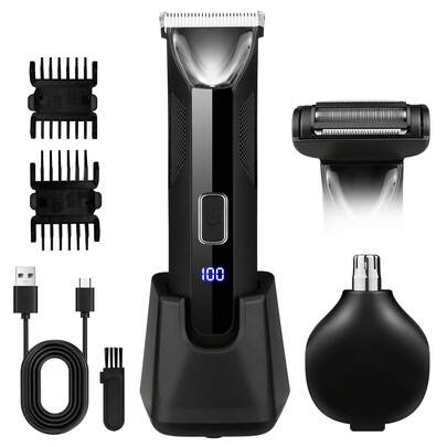 Conduroma Body Hair Trimmer For Men, Manscape Ball Pubic Hair Trimmer, 3 In 1 Men Grooming Kit For Groin, Body, Face, Wet/Dry Body Electric Shaver Razor, Replaceable Ceramic Blade, Gifts For Men, Black.