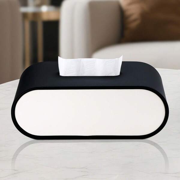 صندوق مناديل جلد بيضاوي فاخر، صندوق تخزين طاولة الشاي الحياة المعيشية الإبداعية، ديكور مكتب غرفة النوم - لون الشاي بالحليب