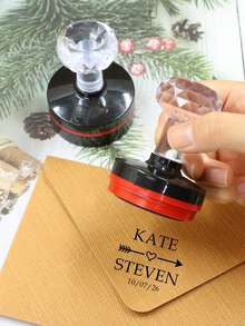 Customized Stamp, Wedding Stamp, Personalized Name Stamp, Customized Address Stamp, Customizable Signature Stamp, Christmas Wedding Gift, Birthday Gift, Wedding Gift, Anniversary Gift, 3 Ink Color Options, Bride & Groom, Party, Envelope, Backpack, Invitation, Wedding Invitation Box - Style B - View 4