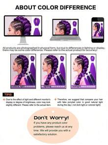 紫色编织假发接发 1 包 24 英寸预拉伸编织假发，女士紫色接发，适用于辫子、角色扮演、万圣节服装 - 彩色 - 查看 8