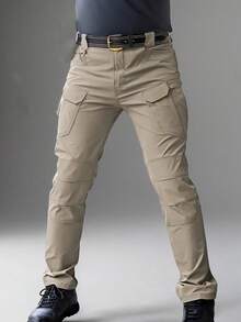 Men's Spring Autumn City Cargo Elastic Pants Trekking Hiking Camping Climbing Running Sports Cycling Work Outdoor Trousers - Màu Khaki - Xem 2