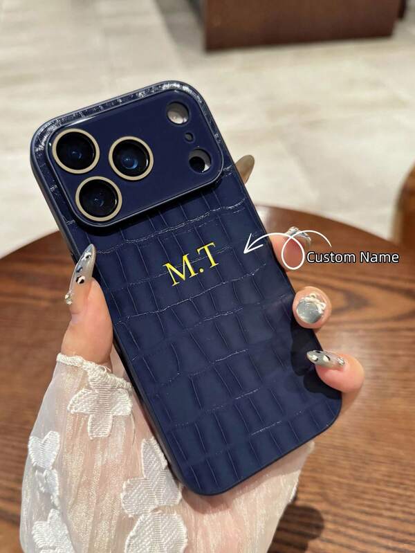 Personalized Custom Monogrammed Leather Phone Case For IPhone 17 16 15 14 13 Pro Max Models Impact-Resistant Scratch-Proof Fingerprint-Resistant Design Premium Leather Construction With Luxurious Texture Cover Ideal For Anniversaries Birthdays Christmas And Gifting Occasions