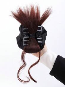 合成假发爪夹式发片直发发髻马尾接发，适合女性日常佩戴和聚会场合