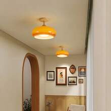 Vintage French Medieval Hallway Light, Retro Glass Foyer Lamp, Wooden Balcony Closet Ceiling Light, Bedroom Dining Bar Pendant Lamp, Decorative Lighting - Multicolor - View 1