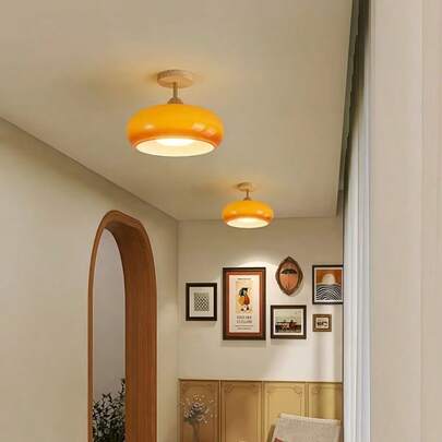 Vintage fransk medeltida halllampa, retro foajélampa i glas, taklampa i trä för balkong/garderob, hänglampa för sovrum, matsal/bar, dekorativ belysning