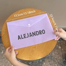 1pc Customized Engraved A4 File Folder, Customized Morandi Color Button Sealed Plastic File Bag - Laser Engraved - Suitable For DIY And A4 Size, Soft Material, Easy To Carry, Large Capacity, Can Hold Documents, Papers, Exams, Etc.; Office, Study, Daily Storage All Can Meet The Needs, Multi-Functional Scenarios, Suitable For Students, Business Office, Home, Back To School Season