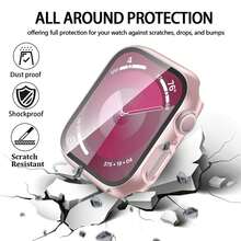 Magnetic Watch Band And Case Suitable For 40mm/41mm/42mm/44mm/45mm/46mm/49mm Watches, Unisex, Stainless Steel Milanese Strap, Full Coverage Protective Case, Compatible With Ultra SE 11/10/9/8/7/6/5/4/3/2/1 Series - Rose Powder - View 4