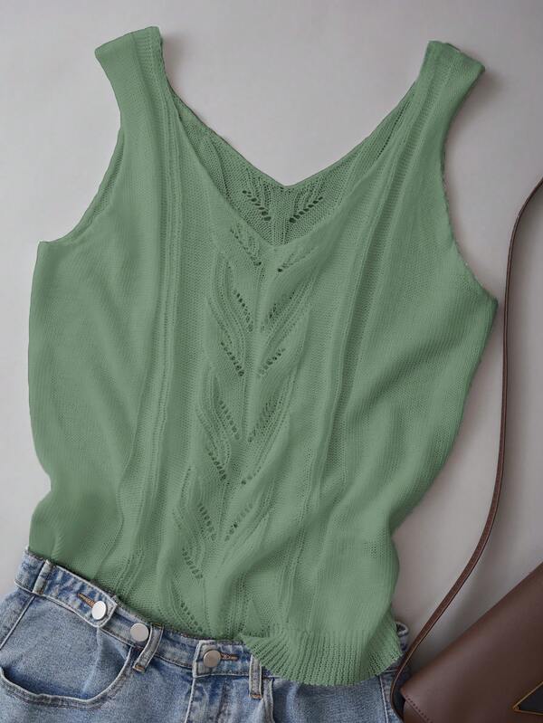 Women's Elegant V-Neck Knit Vest - Sleeveless, Solid Color Versatile Casual Top, Suitable For Spring And Summer