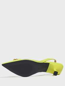 女士水钻装饰尖头露跟猫跟凉鞋，优雅舒适，适合秋冬季正式派对、婚礼、晚宴等场合，黄色高跟鞋，派对装扮，时尚鞋履 - 黃色 - 查看 8