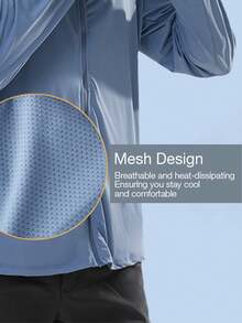 CAMEL CROWN 男士 UPF 50+ 长袖全拉链防晒衣 男士防晒连帽衫 SPF 防紫外线轻薄外套 防晒衣 防晒衣 - 水光藍 - 查看 4