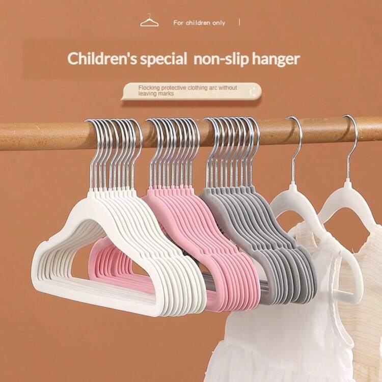 YITU 10/20pcs Plastic Flocking Hangers, Small Clothes Hangers, Anti Slip Shoulder Protection, No Bulging, No Damage To Clothes, Suitable For Small Clothes - Multicolor - View 1