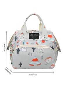 1个印花卡通时尚妈妈包，大容量尿布包，单肩包，便携式孕妇及婴儿包 - 彩色 - 查看 2