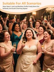 vfvQueen 1 Piece Of Plus Size Invisible Adhesive Bra, Seamless Silicone Large Cup Bra, With Push-Up And Lift-Up Functions, Women's Underwear Accessories, Featuring A Front Band Closure Design. 1 Pair Of Plus Size Invisible Lift-Up Chest Pads, Seamless Self-Adhesive Lift-Up Breast Pads, Strapless And Backless, With Streamlined Shape And Smooth Texture. - Multicolor - View 11