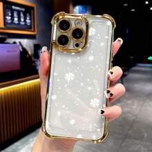 Funda de teléfono de copo de nieve de pantalla completa para 17, 16e, 16, 15, 14, 13, 12, 11,, Pro X XR XSMAX 8, Plus, funda trasera transparente suave a prueba de golpes, accesorios navideños, regalos navideños, diseño de copo de nieve, material a prueba de golpes, compradores de regalos, compradores navideños - Colores mixtos - Ver 2