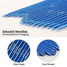 Precision Tools" Ergonomic Blue Interchangeable Knitting Needle Set, Includes Smooth Aluminum Circular Needles, Lightweight Connectors And Accessories, Blue Sewing Knitting Needles, Suitable For DIY Crafts And Beginner Christmas Gifts - 彩色 - 查看 2